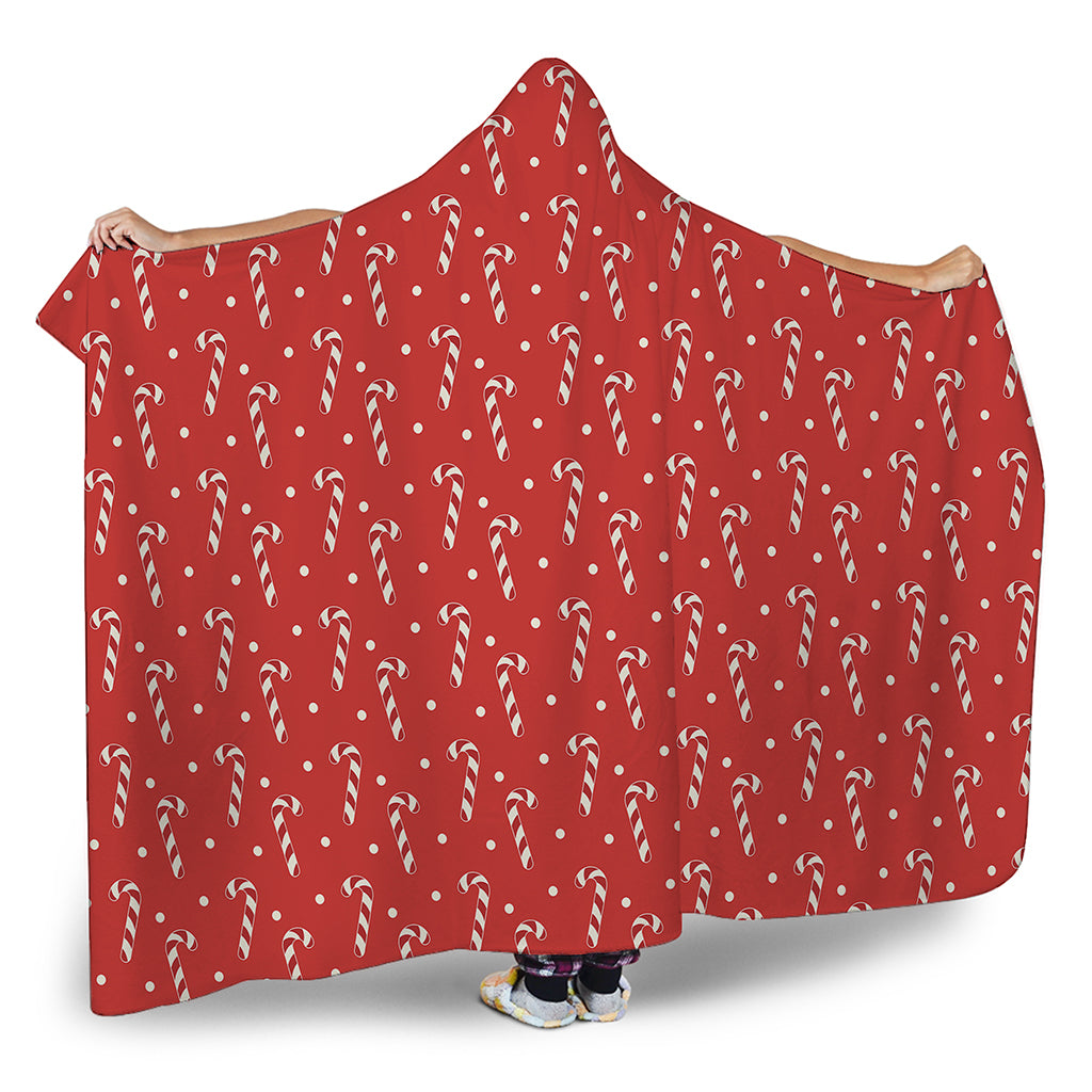Candy Cane Polka Dot Pattern Print Hooded Blanket