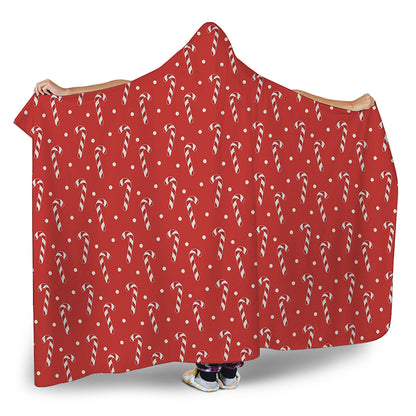 Candy Cane Polka Dot Pattern Print Hooded Blanket