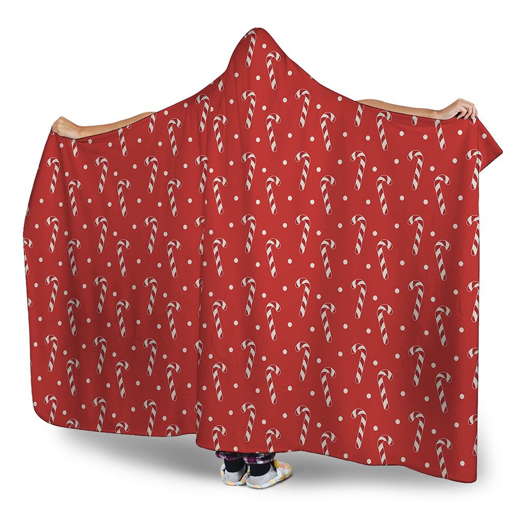 Candy Cane Polka Dot Pattern Print Hooded Blanket