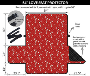 Candy Cane Polka Dot Pattern Print Loveseat Protector