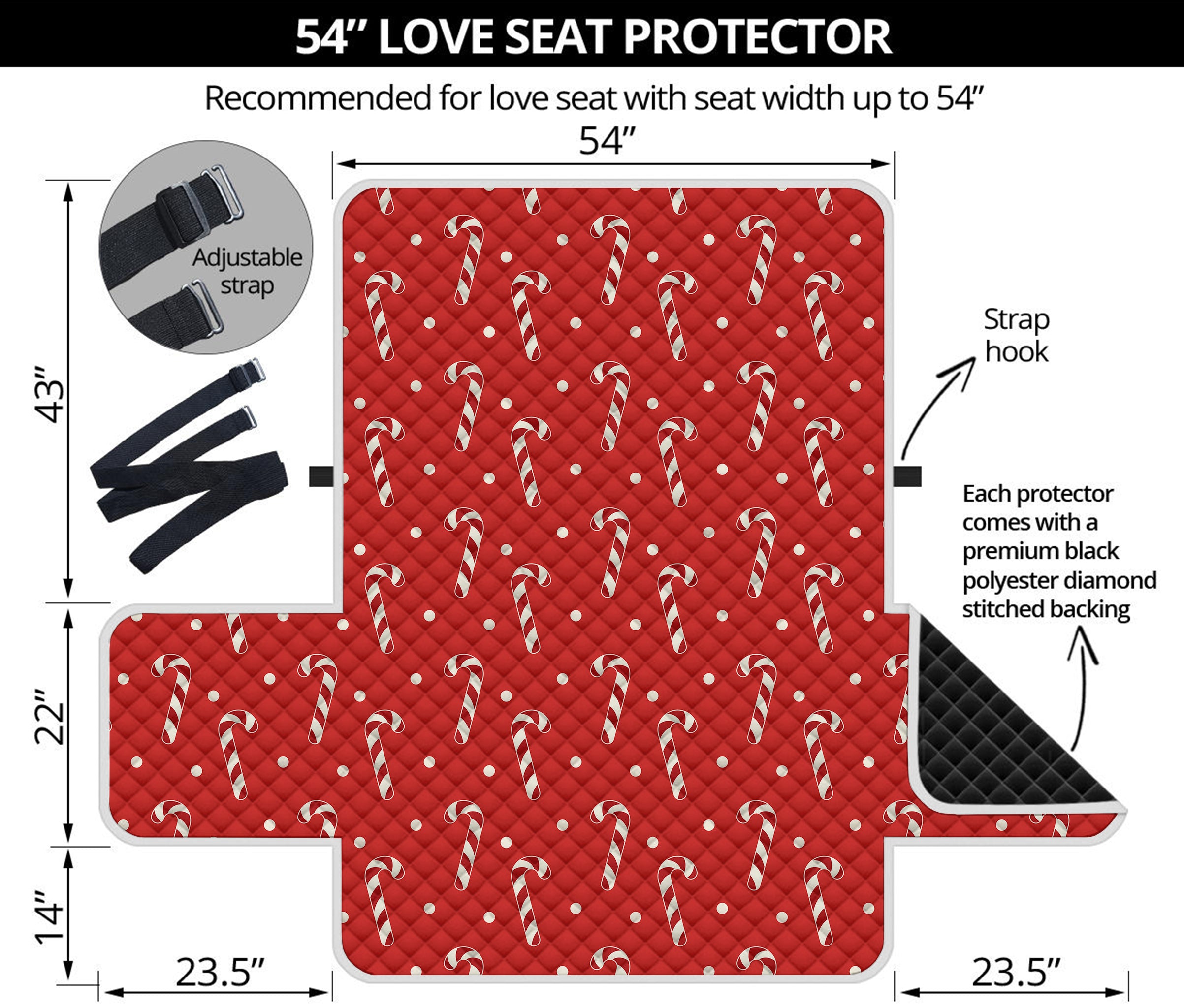 Candy Cane Polka Dot Pattern Print Loveseat Protector