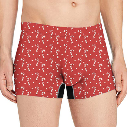 Candy Cane Polka Dot Pattern Print Men's Boxer Briefs
