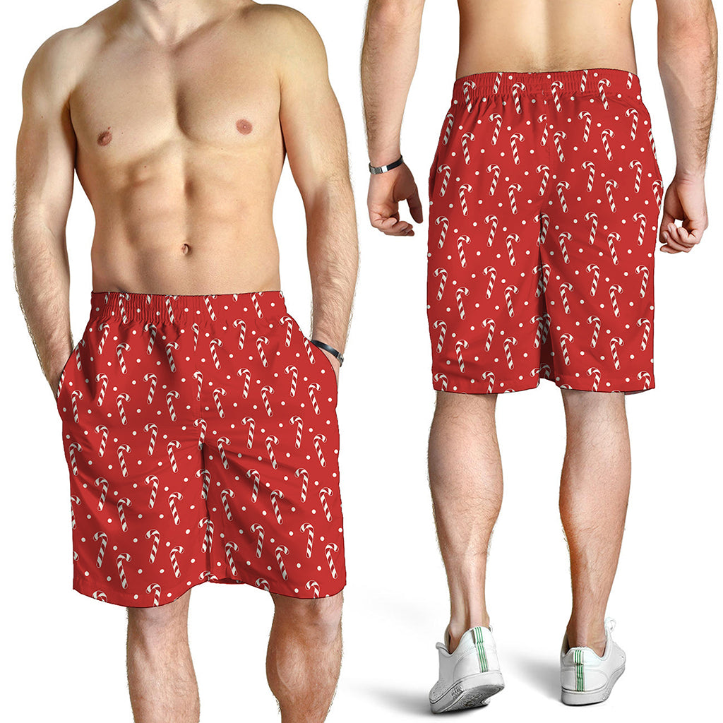 Candy Cane Polka Dot Pattern Print Men's Shorts