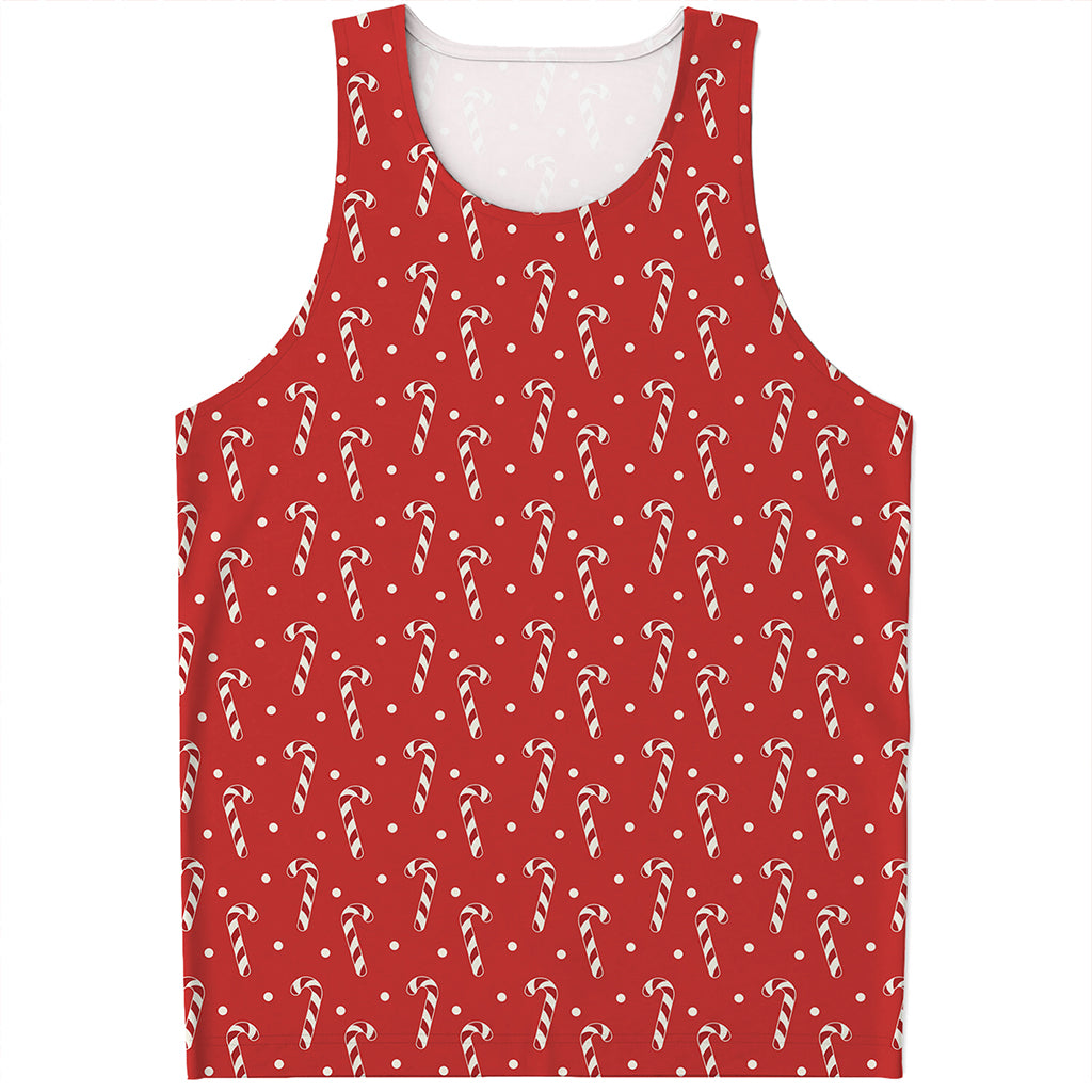 Candy Cane Polka Dot Pattern Print Men's Tank Top