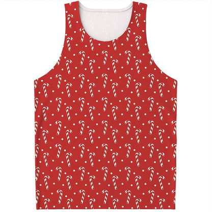 Candy Cane Polka Dot Pattern Print Men's Tank Top