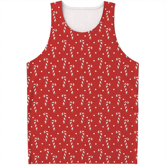 Candy Cane Polka Dot Pattern Print Men's Tank Top