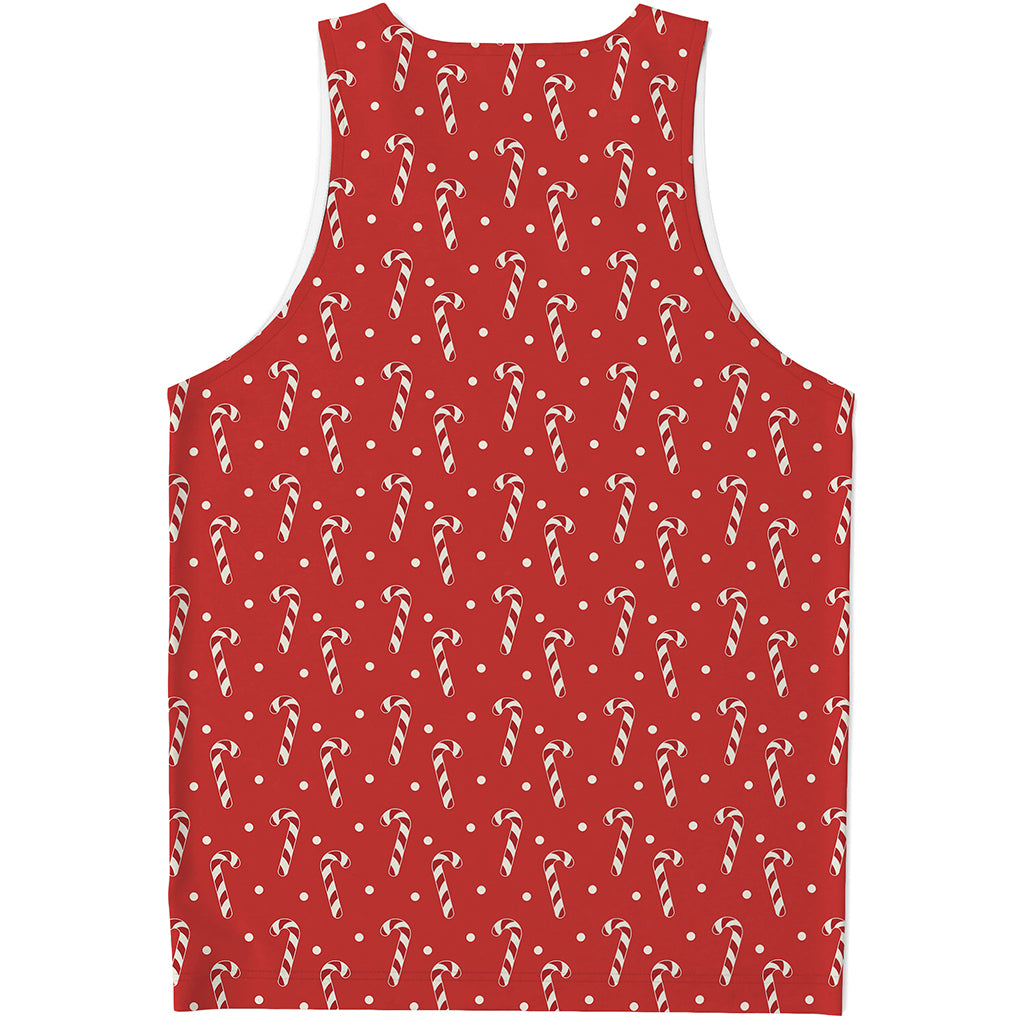 Candy Cane Polka Dot Pattern Print Men's Tank Top