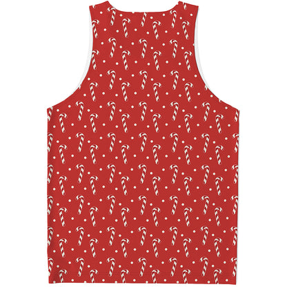 Candy Cane Polka Dot Pattern Print Men's Tank Top
