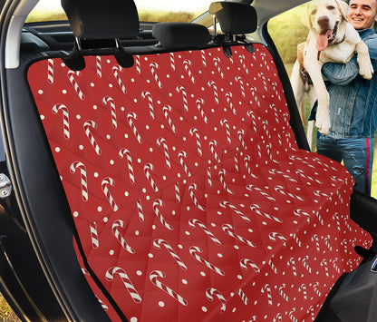 Candy Cane Polka Dot Pattern Print Pet Car Back Seat Cover