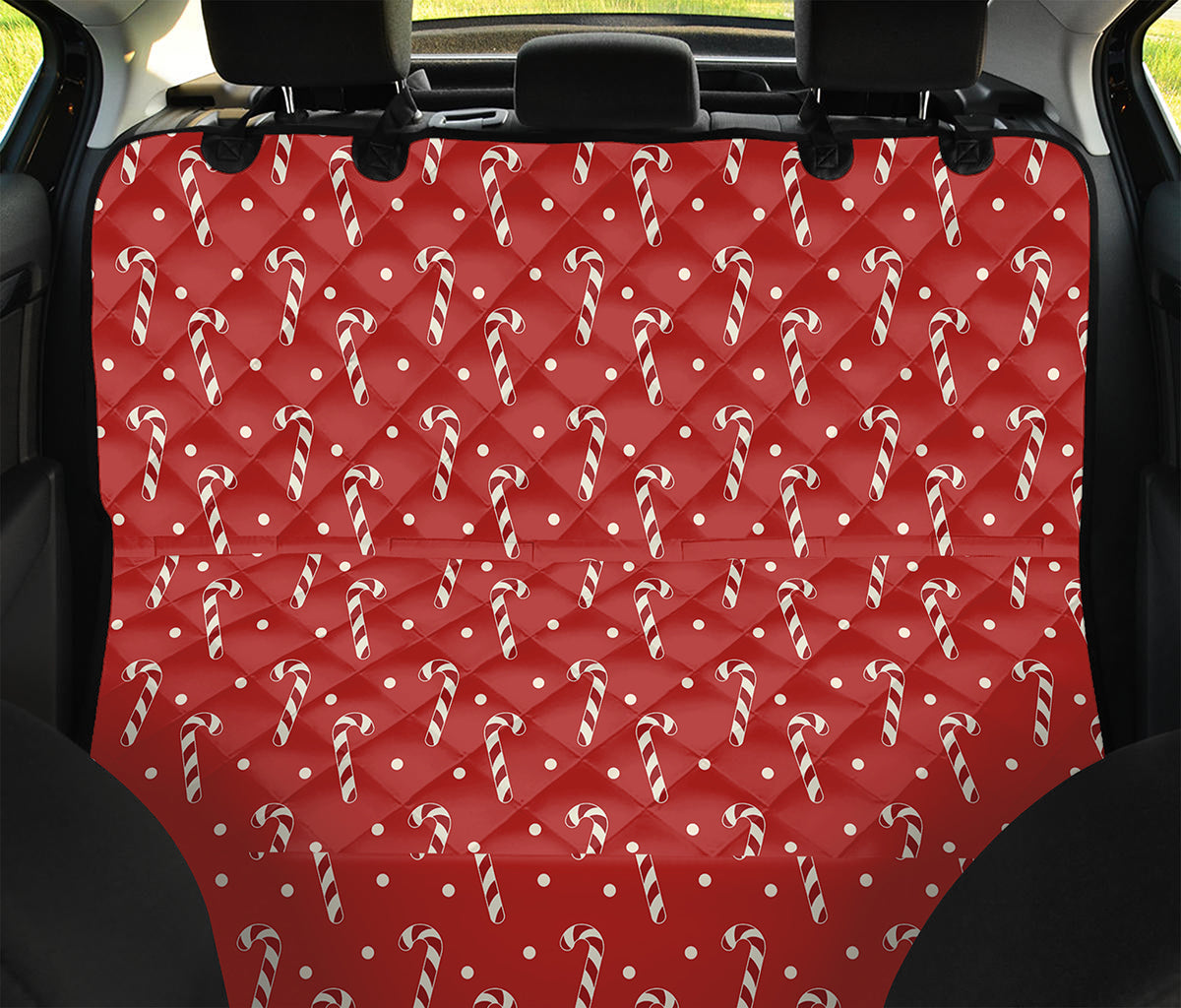 Candy Cane Polka Dot Pattern Print Pet Car Back Seat Cover