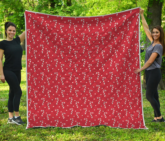 Candy Cane Polka Dot Pattern Print Quilt