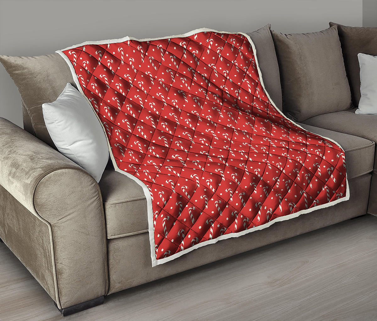 Candy Cane Polka Dot Pattern Print Quilt