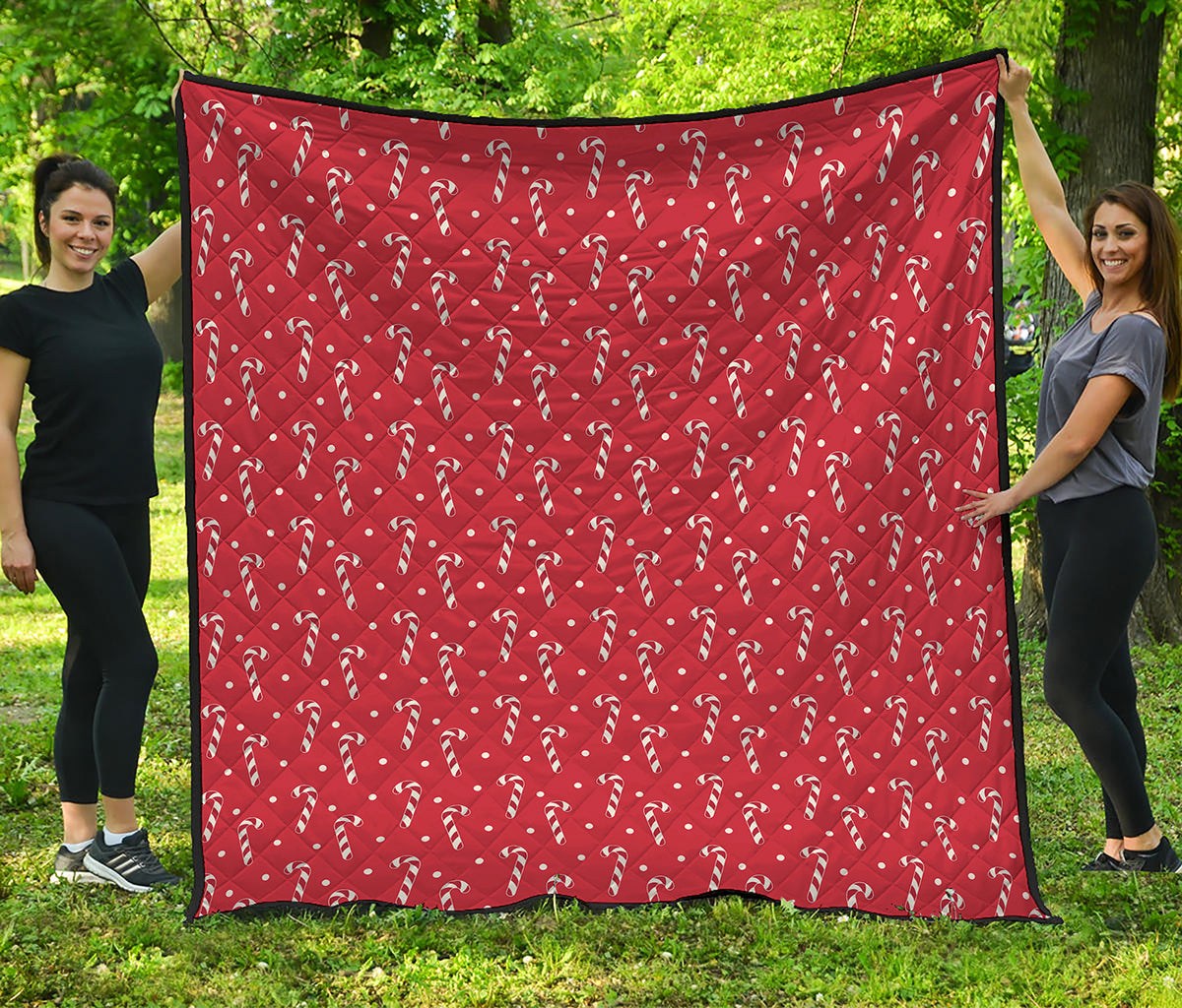Candy Cane Polka Dot Pattern Print Quilt