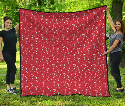 Candy Cane Polka Dot Pattern Print Quilt