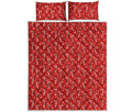 Candy Cane Polka Dot Pattern Print Quilt Bed Set