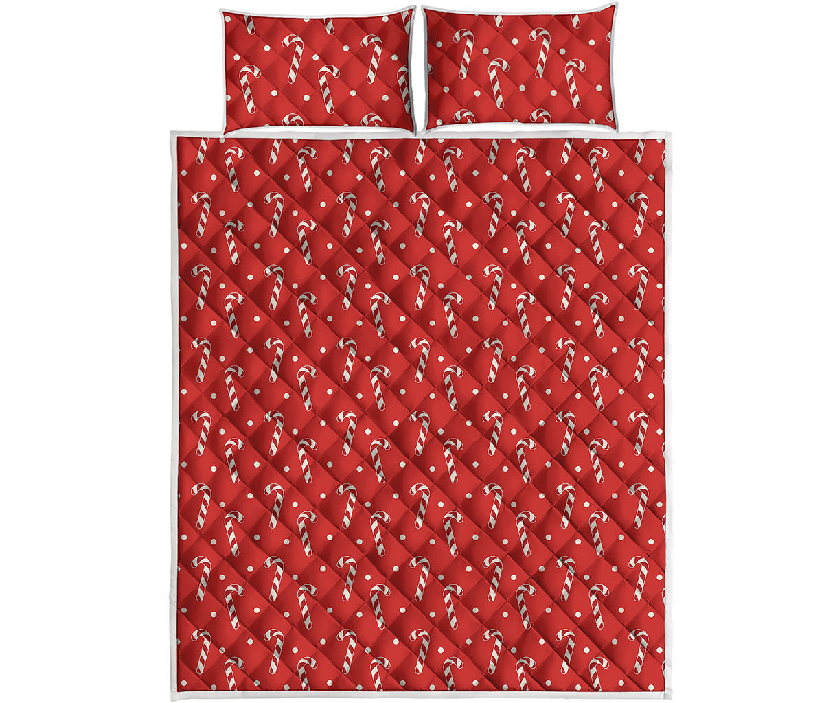 Candy Cane Polka Dot Pattern Print Quilt Bed Set