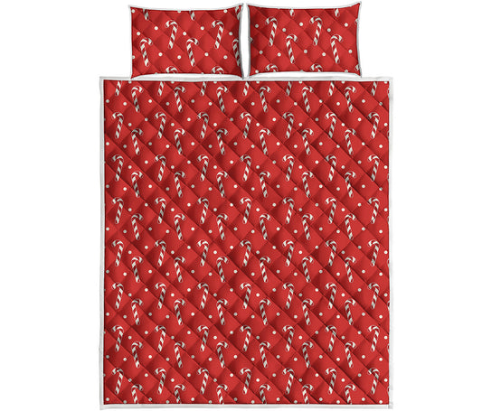 Candy Cane Polka Dot Pattern Print Quilt Bed Set