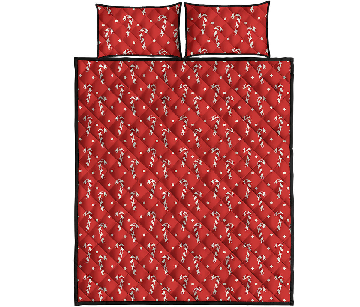 Candy Cane Polka Dot Pattern Print Quilt Bed Set