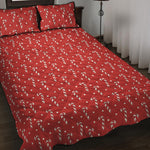 Candy Cane Polka Dot Pattern Print Quilt Bed Set