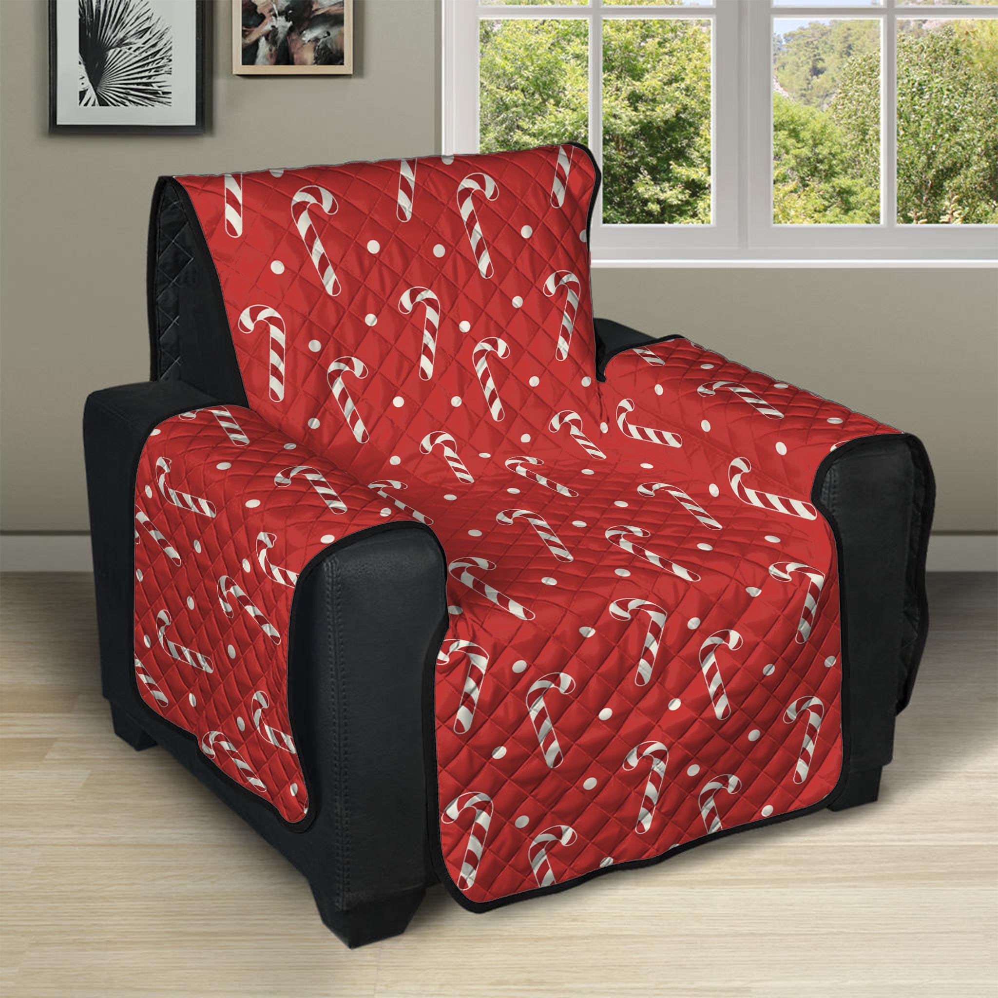 Candy Cane Polka Dot Pattern Print Recliner Protector