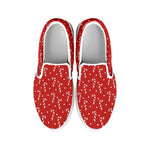 Candy Cane Polka Dot Pattern Print White Slip On Shoes