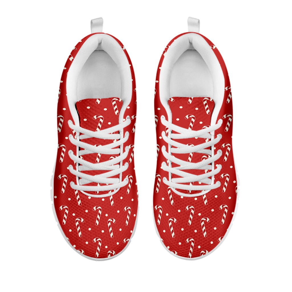 Candy Cane Polka Dot Pattern Print White Sneakers