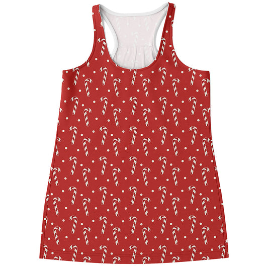 Candy Cane Polka Dot Pattern Print Women's Racerback Tank Top