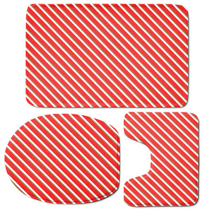 Candy Cane Stripe Pattern Print 3 Piece Bath Mat Set