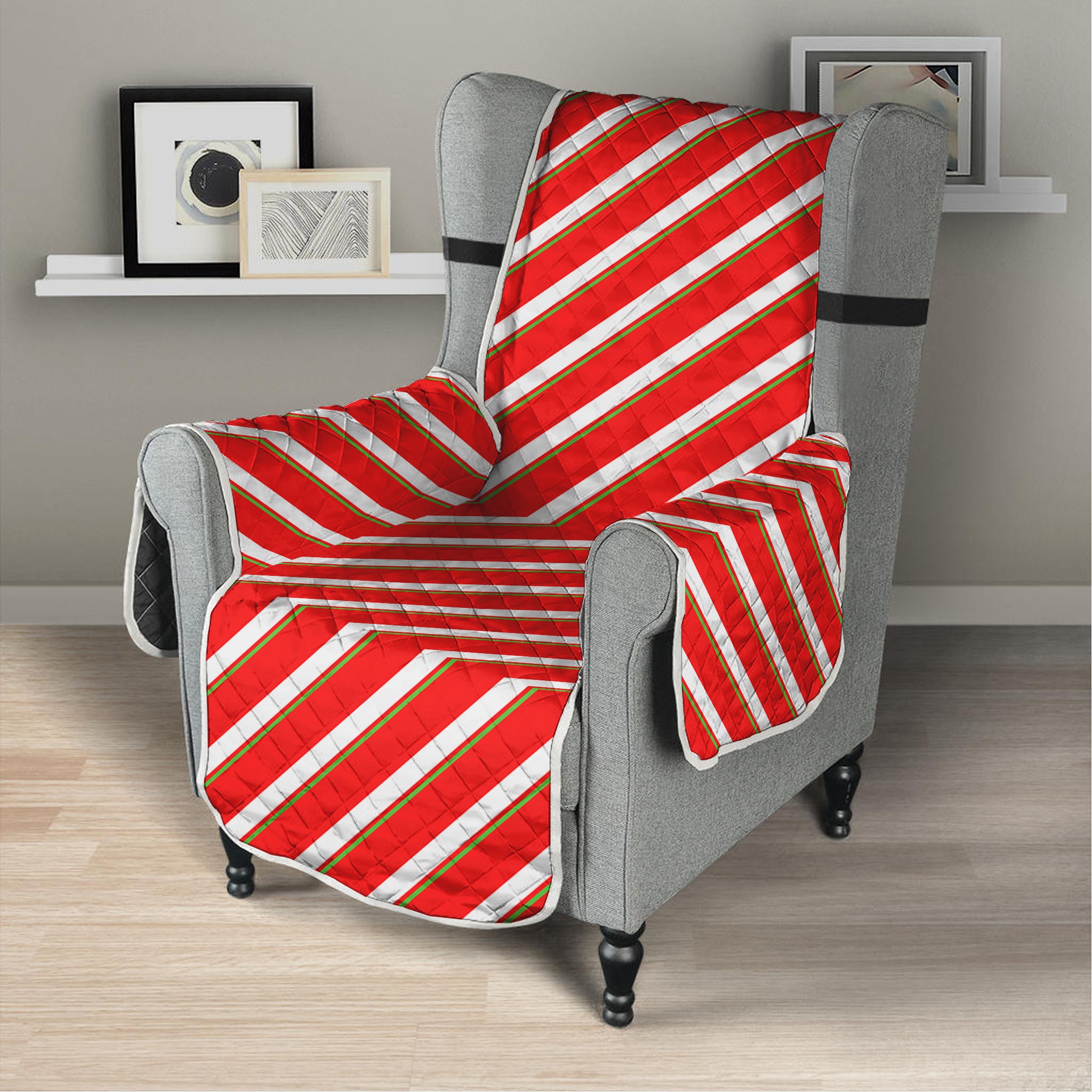 Candy Cane Stripe Pattern Print Armchair Protector