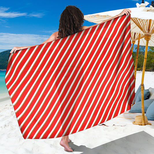 Candy Cane Stripe Pattern Print Beach Sarong Wrap