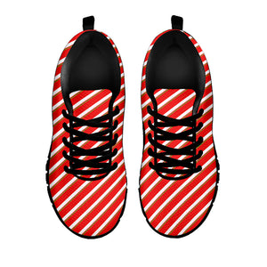 Candy Cane Stripe Pattern Print Black Sneakers