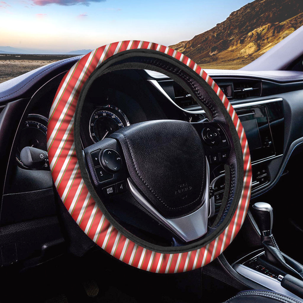 Candy Cane Stripe Pattern Print Car Steering Wheel Cover