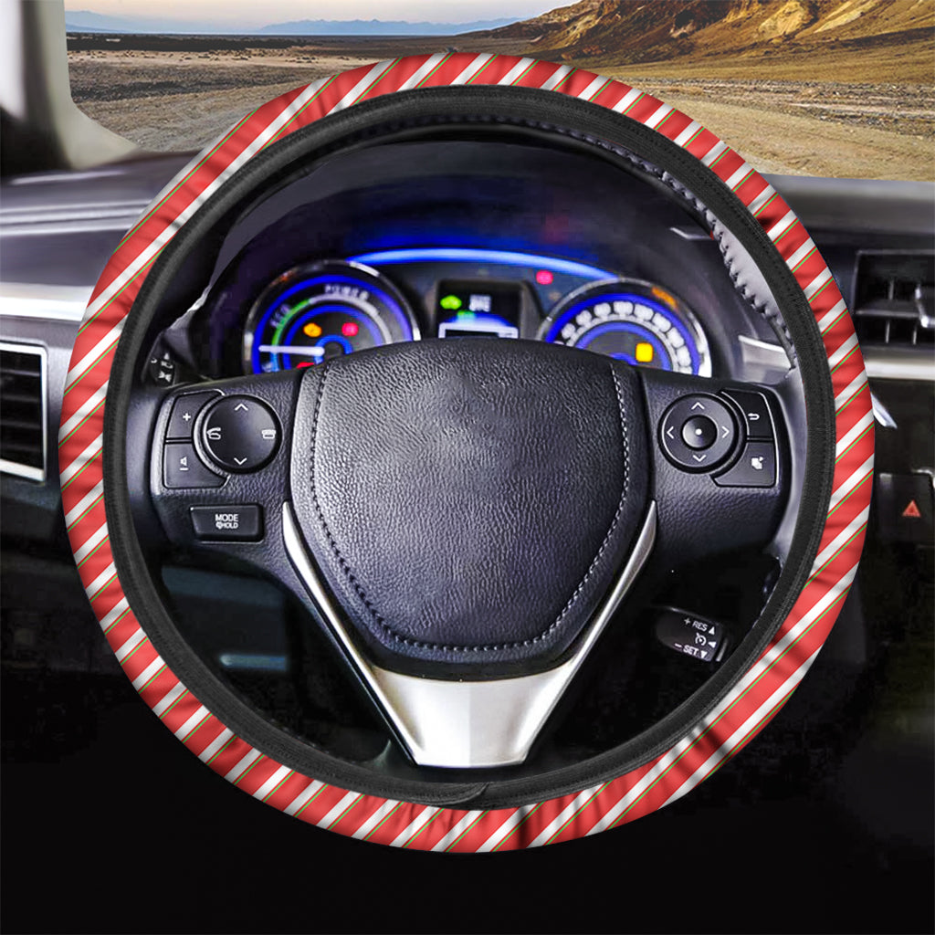 Candy Cane Stripe Pattern Print Car Steering Wheel Cover