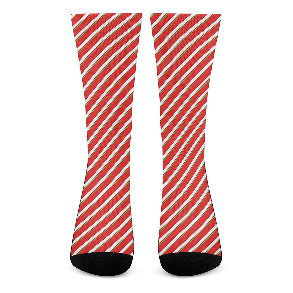 Candy Cane Stripe Pattern Print Crew Socks