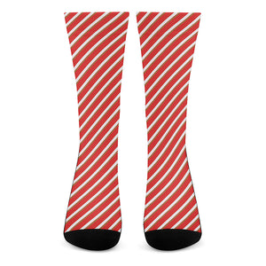 Candy Cane Stripe Pattern Print Crew Socks