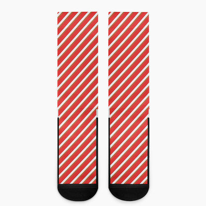 Candy Cane Stripe Pattern Print Crew Socks