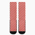 Candy Cane Stripe Pattern Print Crew Socks