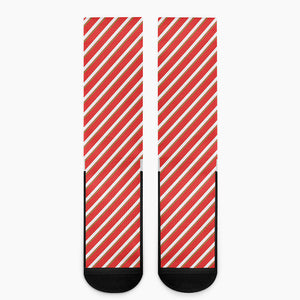 Candy Cane Stripe Pattern Print Crew Socks