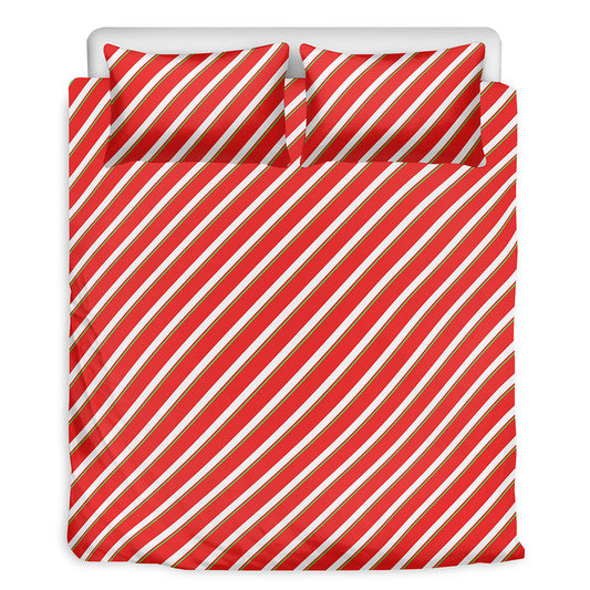 Candy Cane Stripe Pattern Print Duvet Cover Bedding Set