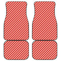 Candy Cane Stripe Pattern Print Front and Back Car Floor Mats