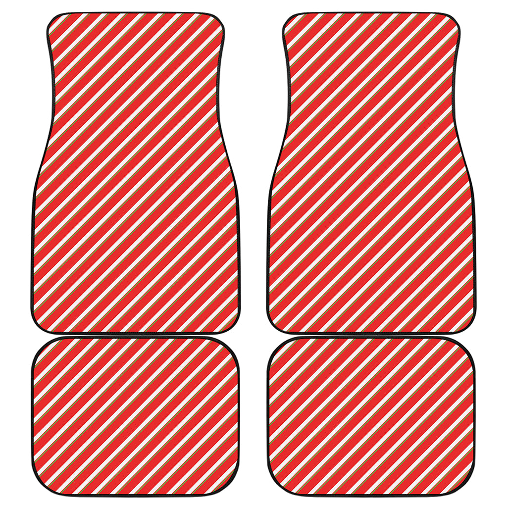 Candy Cane Stripe Pattern Print Front and Back Car Floor Mats