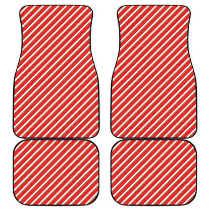Candy Cane Stripe Pattern Print Front and Back Car Floor Mats