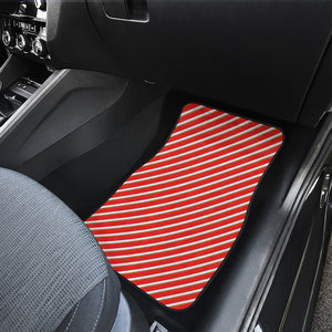 Candy Cane Stripe Pattern Print Front and Back Car Floor Mats