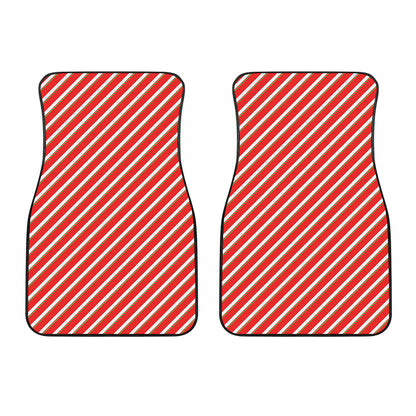 Candy Cane Stripe Pattern Print Front Car Floor Mats