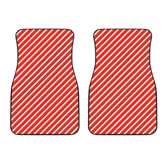 Candy Cane Stripe Pattern Print Front Car Floor Mats