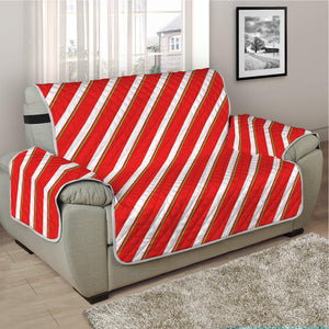 Candy Cane Stripe Pattern Print Half Sofa Protector