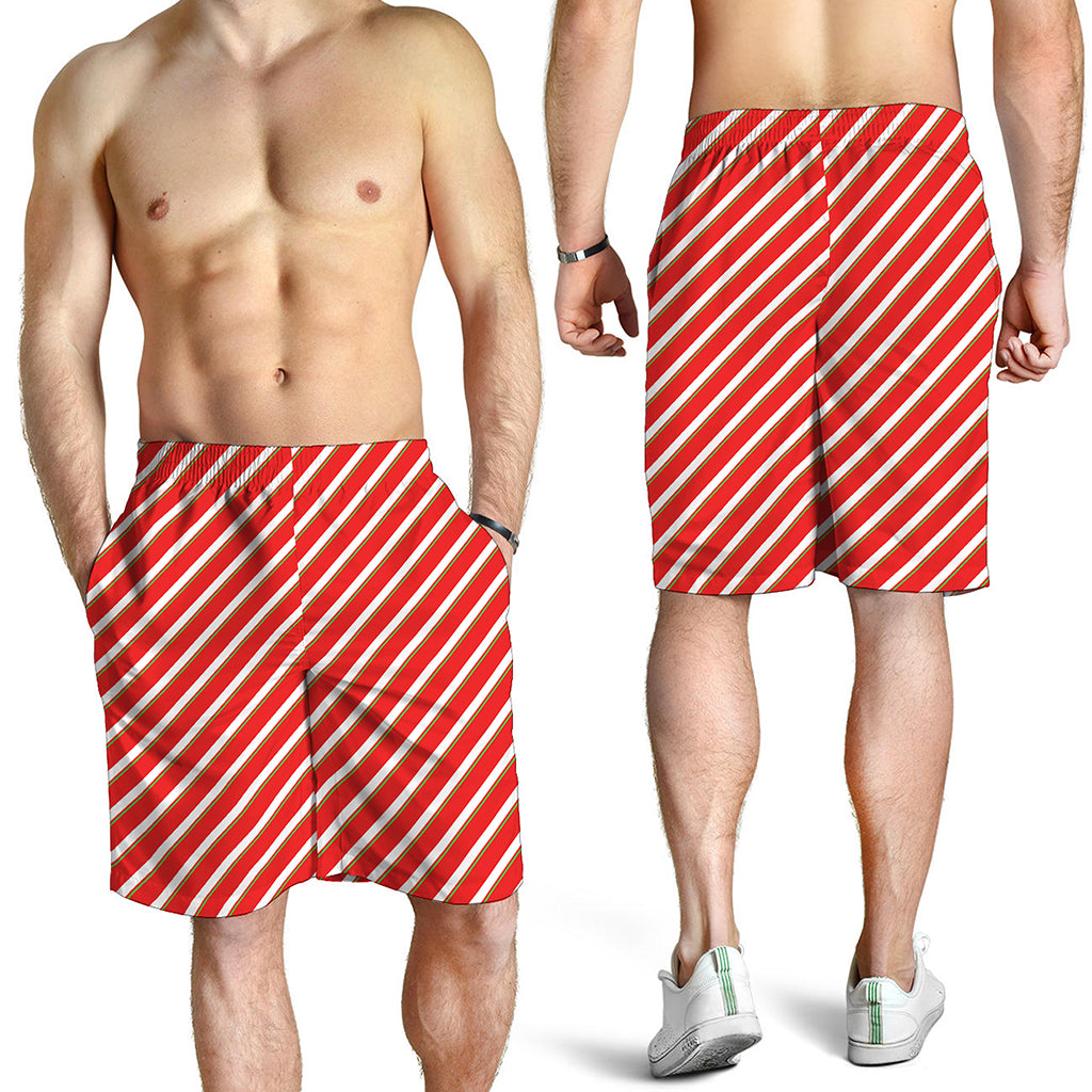 Candy Cane Stripe Pattern Print Men's Shorts