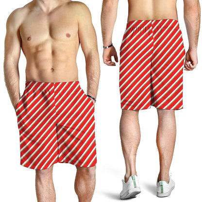 Candy Cane Stripe Pattern Print Men's Shorts