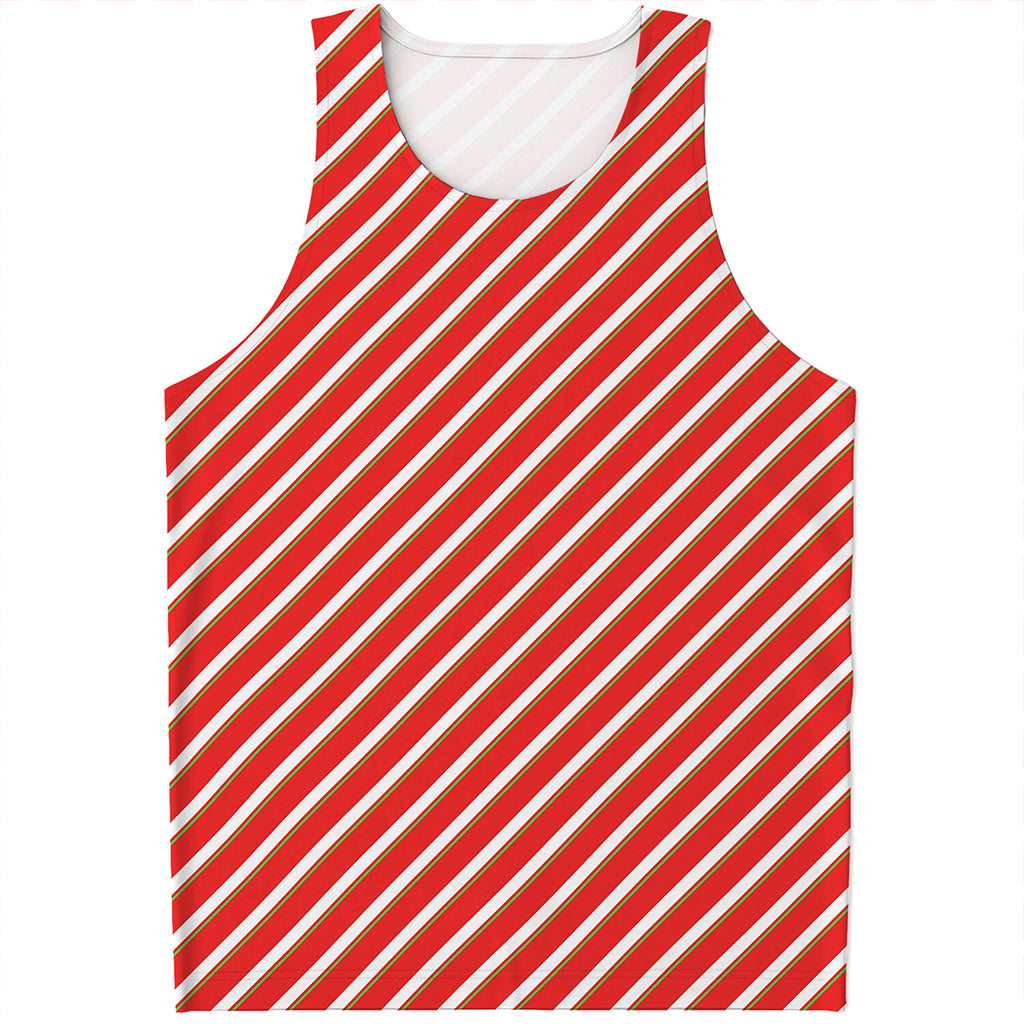 Candy Cane Stripe Pattern Print Men's Tank Top