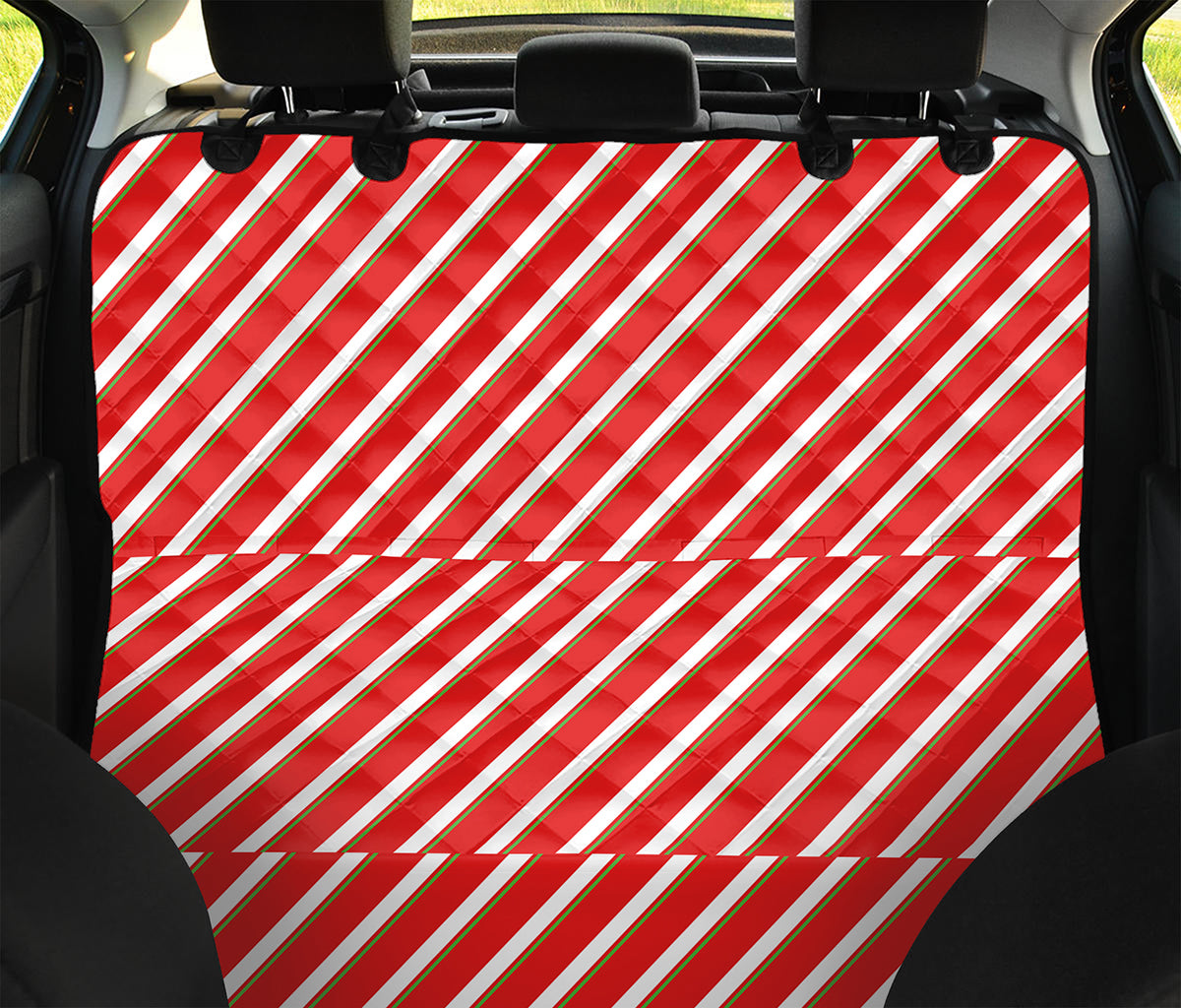 Candy Cane Stripe Pattern Print Pet Car Back Seat Cover